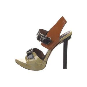Marni Leather Colorblock Peep Toe Sandals Multicolor Womens Size 36.5
